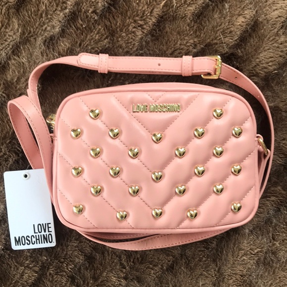 Love Moschino Handbags - Brand New Love Moschino Pink Stud Heart Crossbody